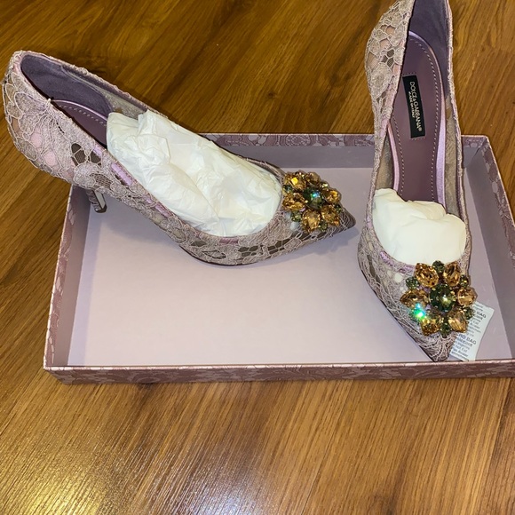 パンプス DOLCE & GABBANA TAORMINA LACE PUMPS WITH CRYSTALS Pump In Taormina Lace With Crystals - Women | Dolce&Gabbana